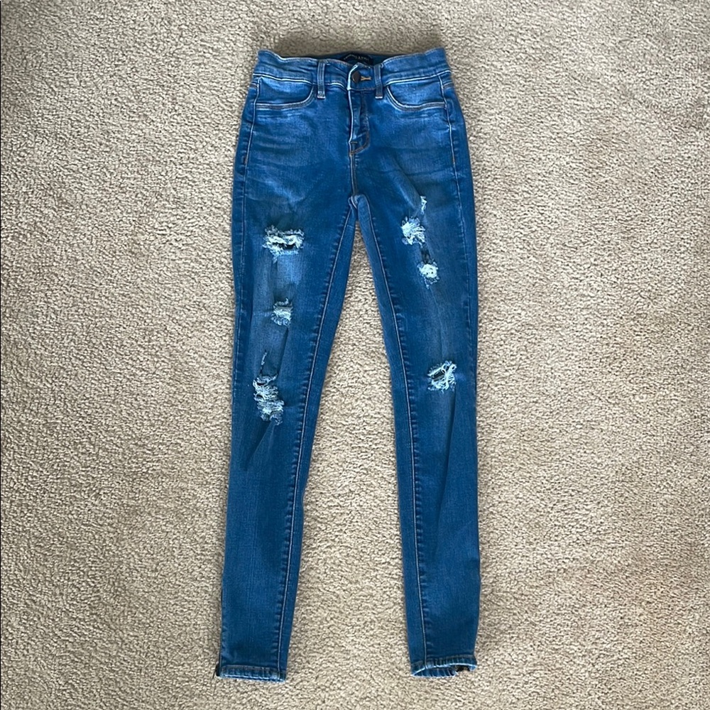 Kendall & Kylie Blue Skinny Distressed Jeans w/ zippered ankles